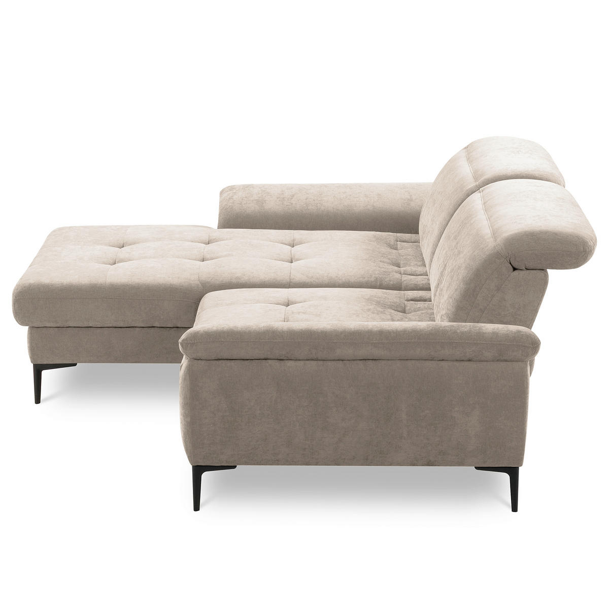 ECKSOFA  Webstoff Taupe  - Taupe/Schwarz, Design, Textil/Metall (195/268cm) - Livetastic