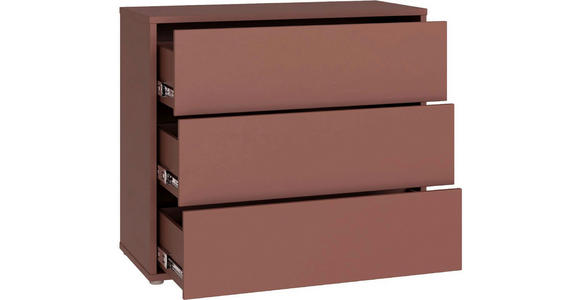 KOMMODE , 95/83/42 cm, 3 Schublade(n)  - Silberfarben/Terracotta, Trend, Holzwerkstoff/Kunststoff (95/83/42cm) - Carryhome
