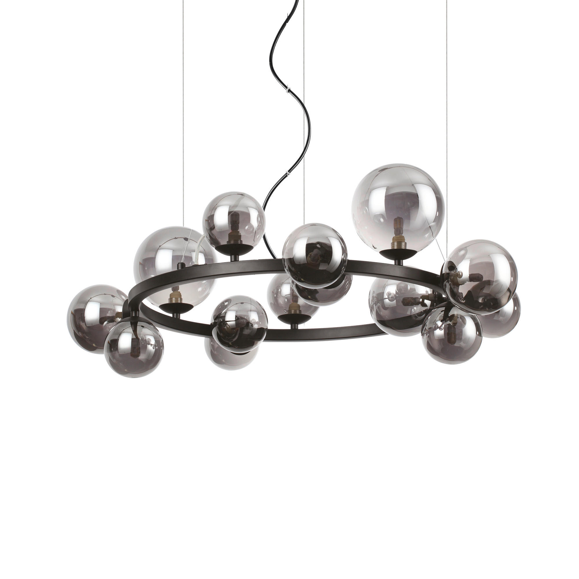 LED-HÄNGELEUCHTE 85/55/230 cm  - Schwarz, Design, Glas/Metall (85/55/230cm) - Ideal Lux
