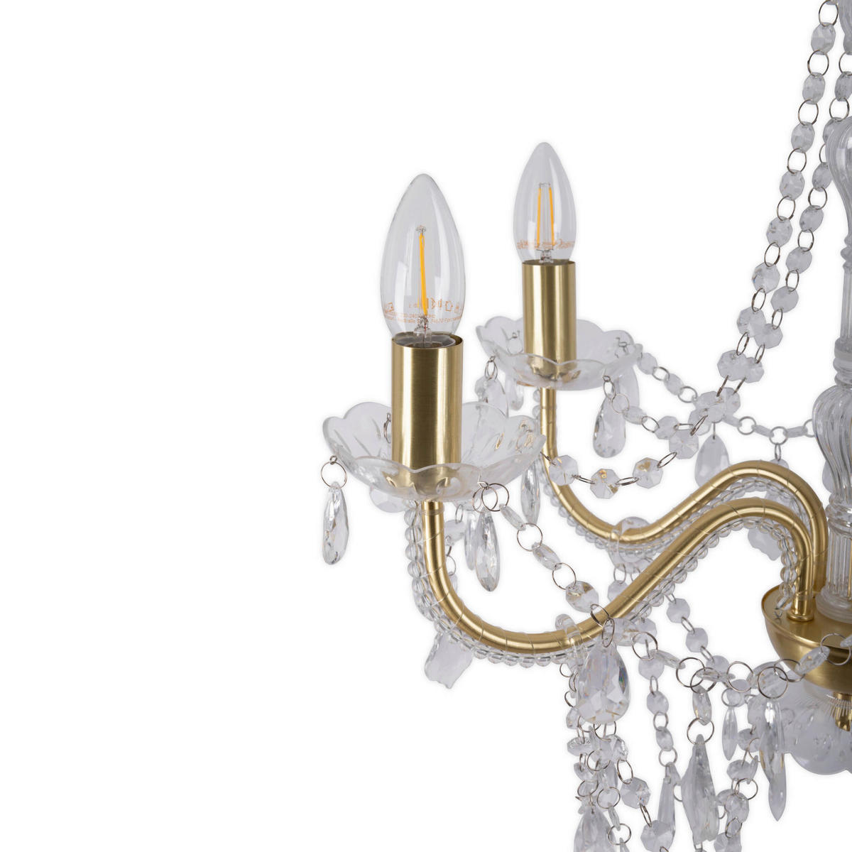 KRONLEUCHTER 52/85 cm   - Goldfarben, ROMANTIK / LANDHAUS, Kunststoff/Metall (52/85cm) - Näve