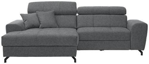 ECKSOFA Grau Velours  - Schwarz/Grau, Design, Textil/Metall (181/267cm) - Carryhome
