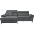 ECKSOFA Grau Velours  - Schwarz/Grau, Design, Textil/Metall (181/267cm) - Carryhome