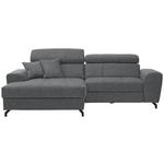 ECKSOFA Grau Velours  - Schwarz/Grau, Design, Textil/Metall (181/267cm) - Carryhome