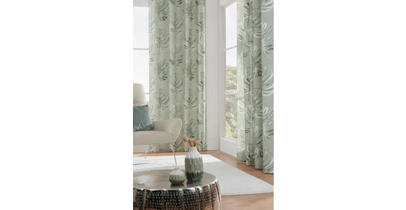 ÖSENVORHANG halbtransparent - Grün, KONVENTIONELL, Textil (140/245cm) - Esposa