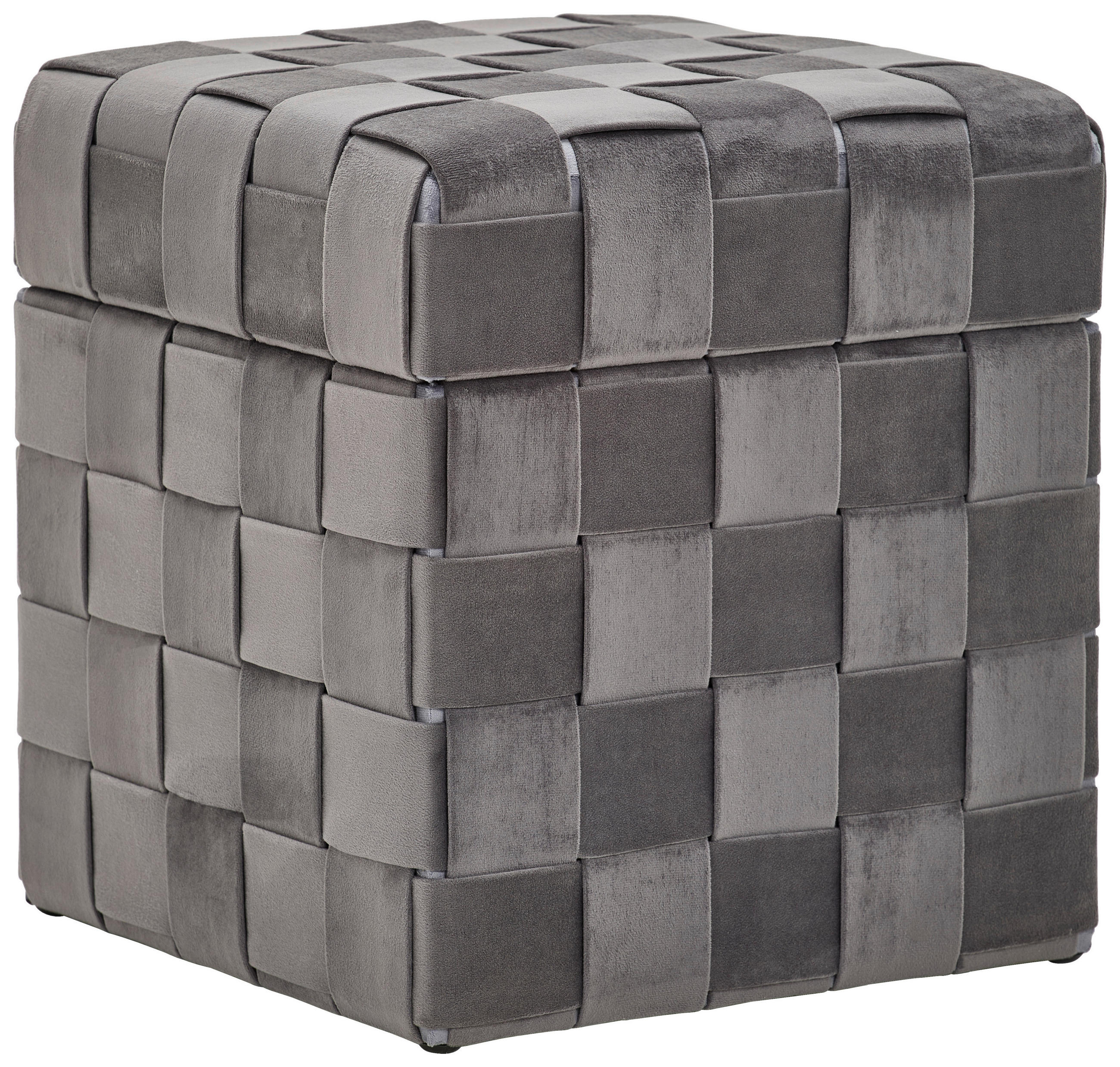 HOCKER Samt Grau  - Schwarz/Grau, Trend, Textil (40/43/40cm) - Xora