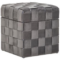 HOCKER Samt Grau  - Schwarz/Grau, Trend, Textil (40/43/40cm) - Xora