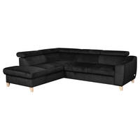 ECKSOFA Schwarz Webstoff  - Buchefarben/Schwarz, Design, Holz/Textil (208/245cm) - Livetastic
