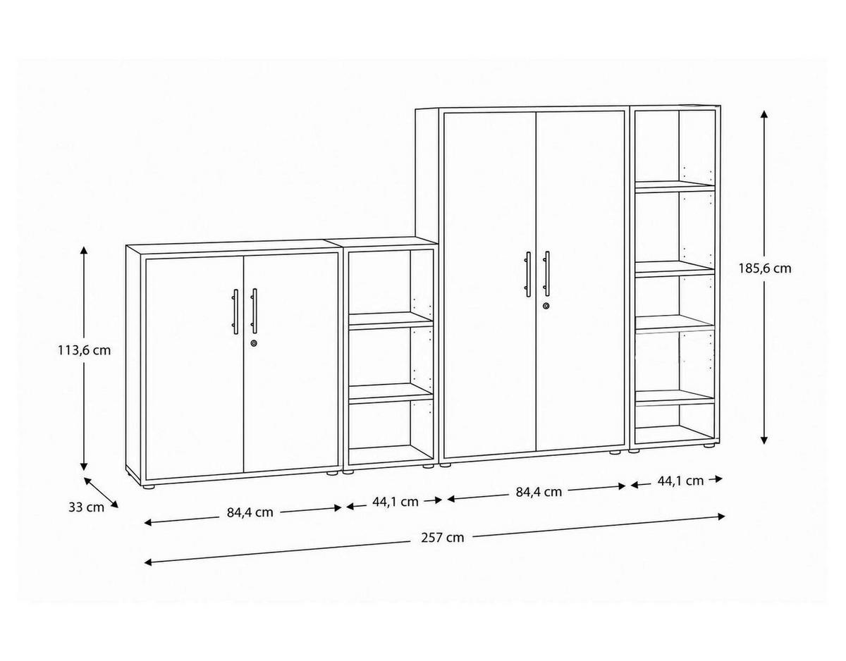 AKTENSCHRANK Anthrazit, Hellgrau  - Anthrazit/Hellgrau, MODERN, Holzwerkstoff (128,5/185,6/33cm) - MID.YOU