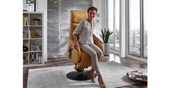 RELAXSESSEL in Leder Gelb - Gelb, Design, Leder/Metall (70/114/80cm) - Cantus