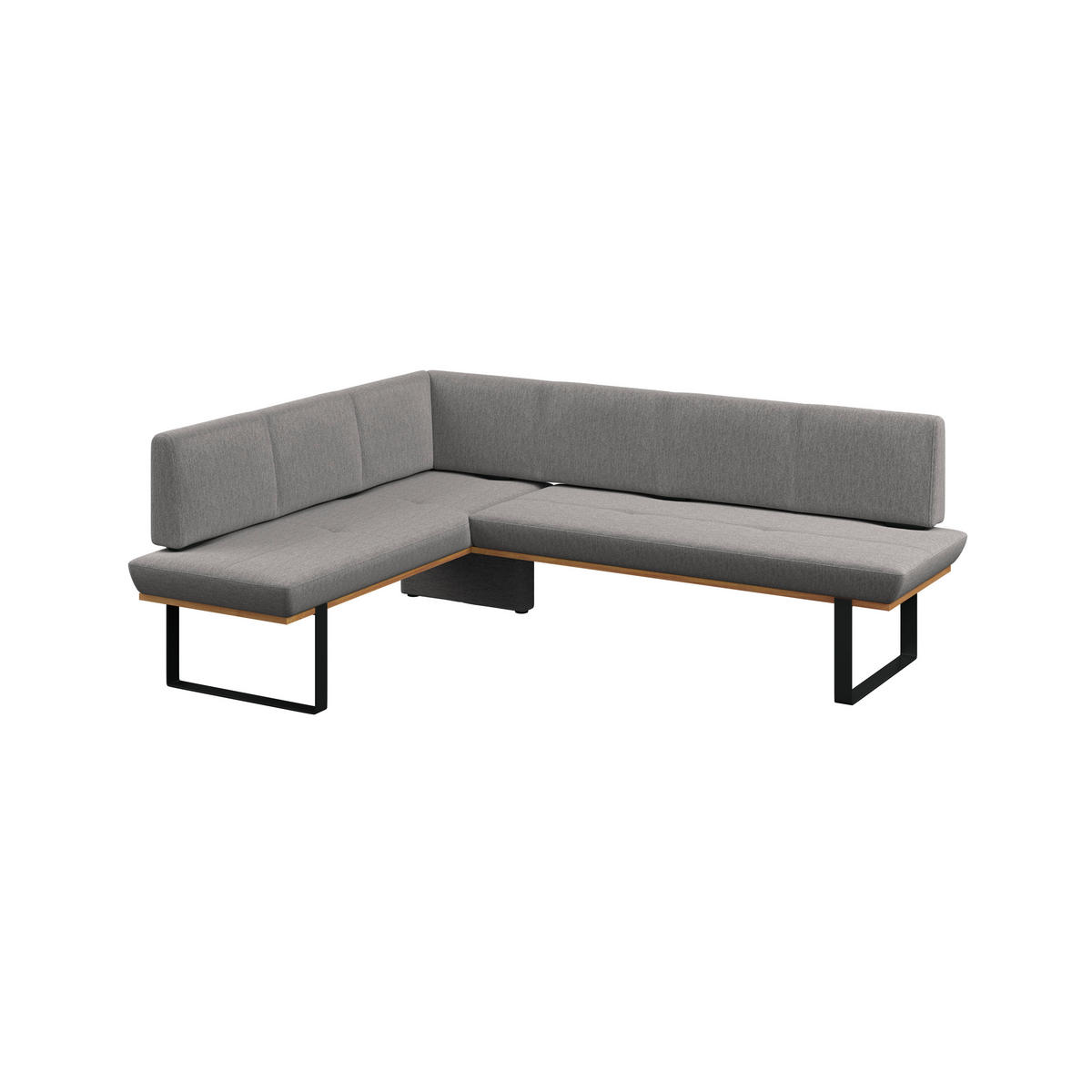 ECKBANK 175/225 cm Webstoff Grau Eiche vollmassiv   - Schwarz/Grau, MODERN, Holz/Textil (175/225cm) - Livetastic