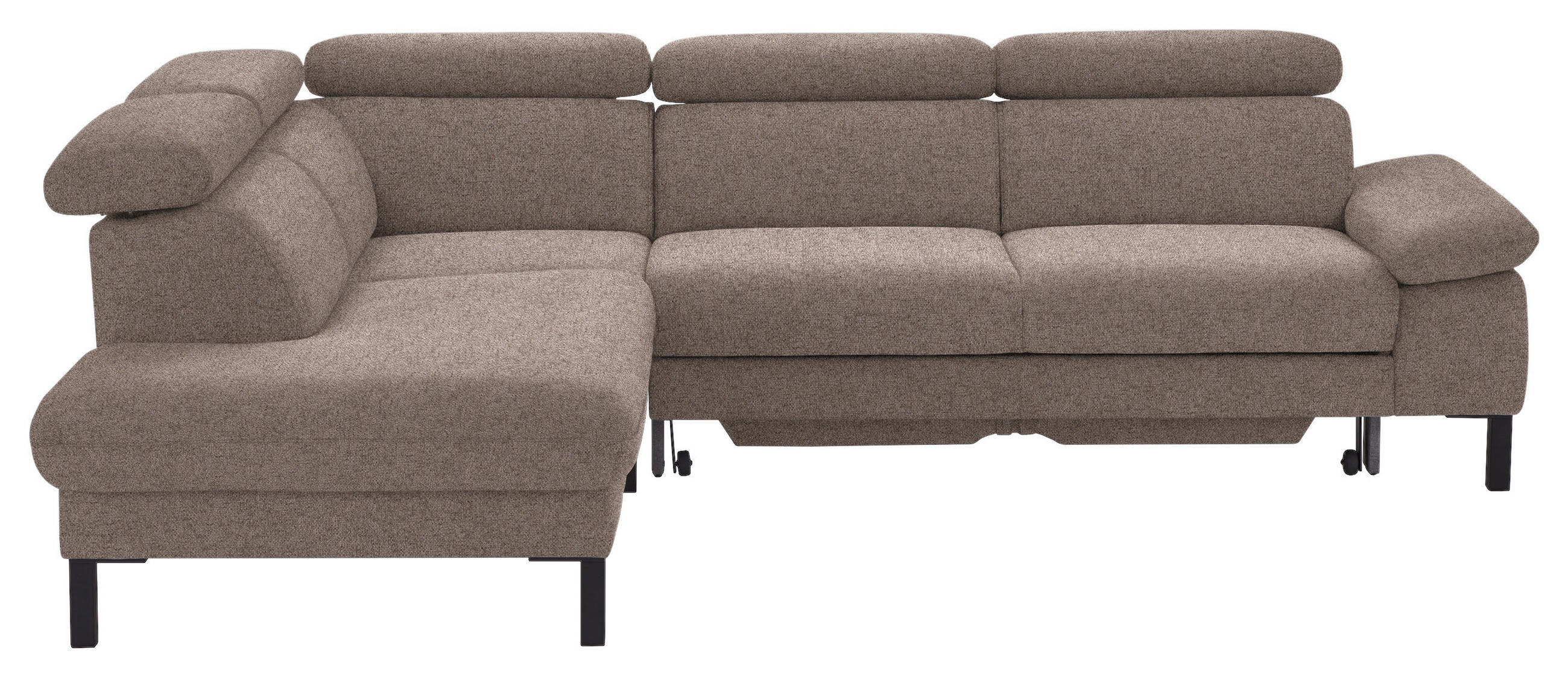 ECKSOFA in Flachgewebe Taupe  - Taupe/Schwarz, Design, Holzwerkstoff/Textil (217/272cm) - Pure Home Comfort