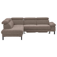 ECKSOFA in Flachgewebe Taupe  - Taupe/Schwarz, Design, Holzwerkstoff/Textil (217/272cm) - Pure Home Comfort