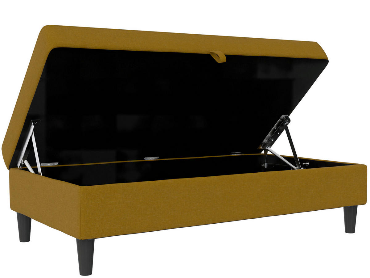 HOCKER HANNOVER Webstoff, Leinenoptik Currygelb  - Currygelb/Schwarz, Basics, Kunststoff/Textil (130/43/69cm) - Livetastic