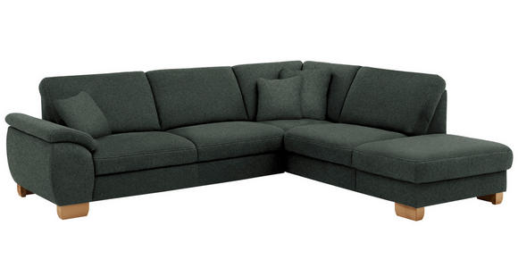 ECKSOFA in Mikrofaser Dunkelgrau  - Wildeiche/Dunkelgrau, Natur, Holz/Textil (286/236cm) - Voleo