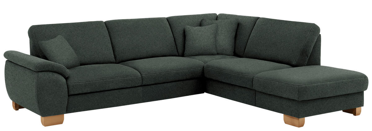 ECKSOFA in Mikrofaser Dunkelgrau  - Wildeiche/Dunkelgrau, Natur, Holz/Textil (286/236cm) - Voleo