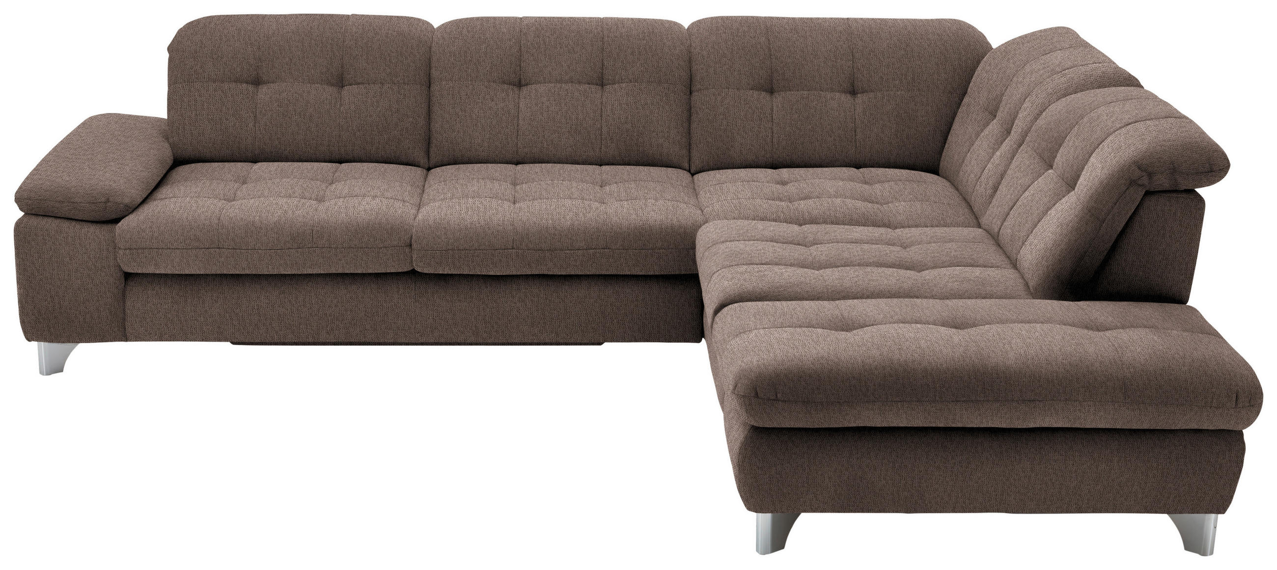 ECKSOFA in Chenille Braun  - Chromfarben/Braun, Design, Textil/Metall (310/260cm) - Beldomo Speed