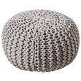 POUF Textilgeflecht Uni Grau 55/55/35 cm  - Silberfarben/Grau, Trend, Textil (55/55/35cm) - Linea Natura
