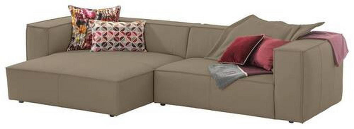 ECKSOFA in Echtleder Braun, Grau  - Schwarz/Braun, Modern, Leder/Kunststoff (164/300cm) - W.Schillig