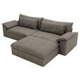 ECKSOFA  in Webstoff Graubraun  306/198 cm  - Graubraun/Schwarz, MODERN, Kunststoff/Textil (306/198cm) - Carryhome