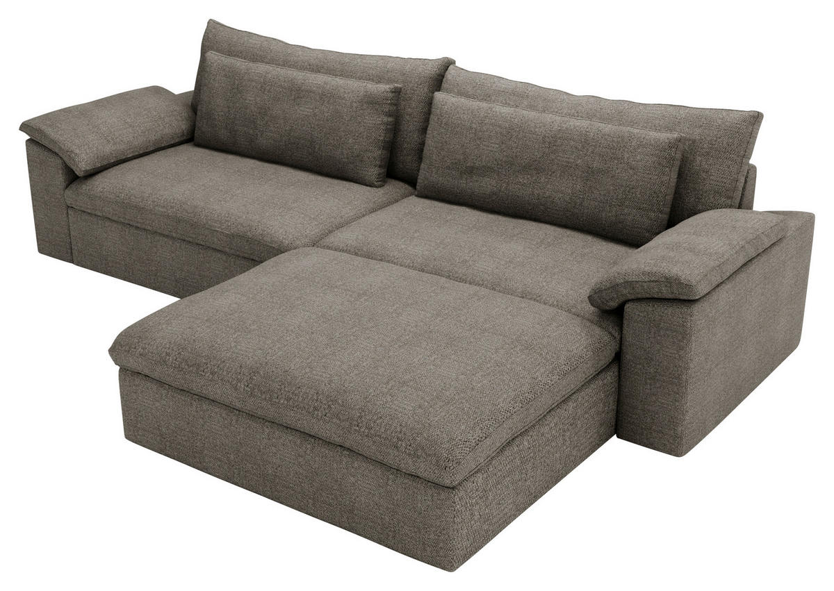 ECKSOFA  in Webstoff Graubraun  306/198 cm  - Graubraun/Schwarz, MODERN, Kunststoff/Textil (306/198cm) - Carryhome