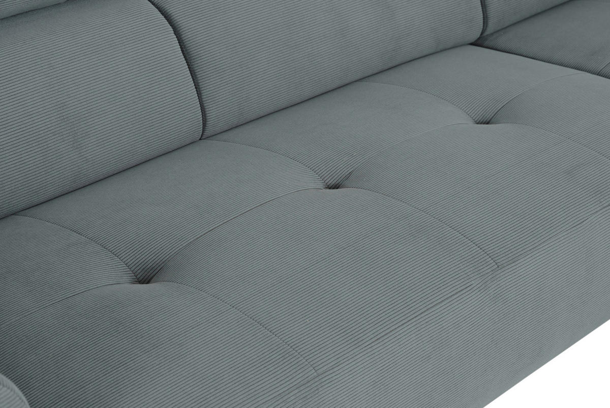 ECKSOFA in Feincord Anthrazit  205/280 cm  - Anthrazit/Schwarz, Design, Textil/Metall (205/280cm) - Xora