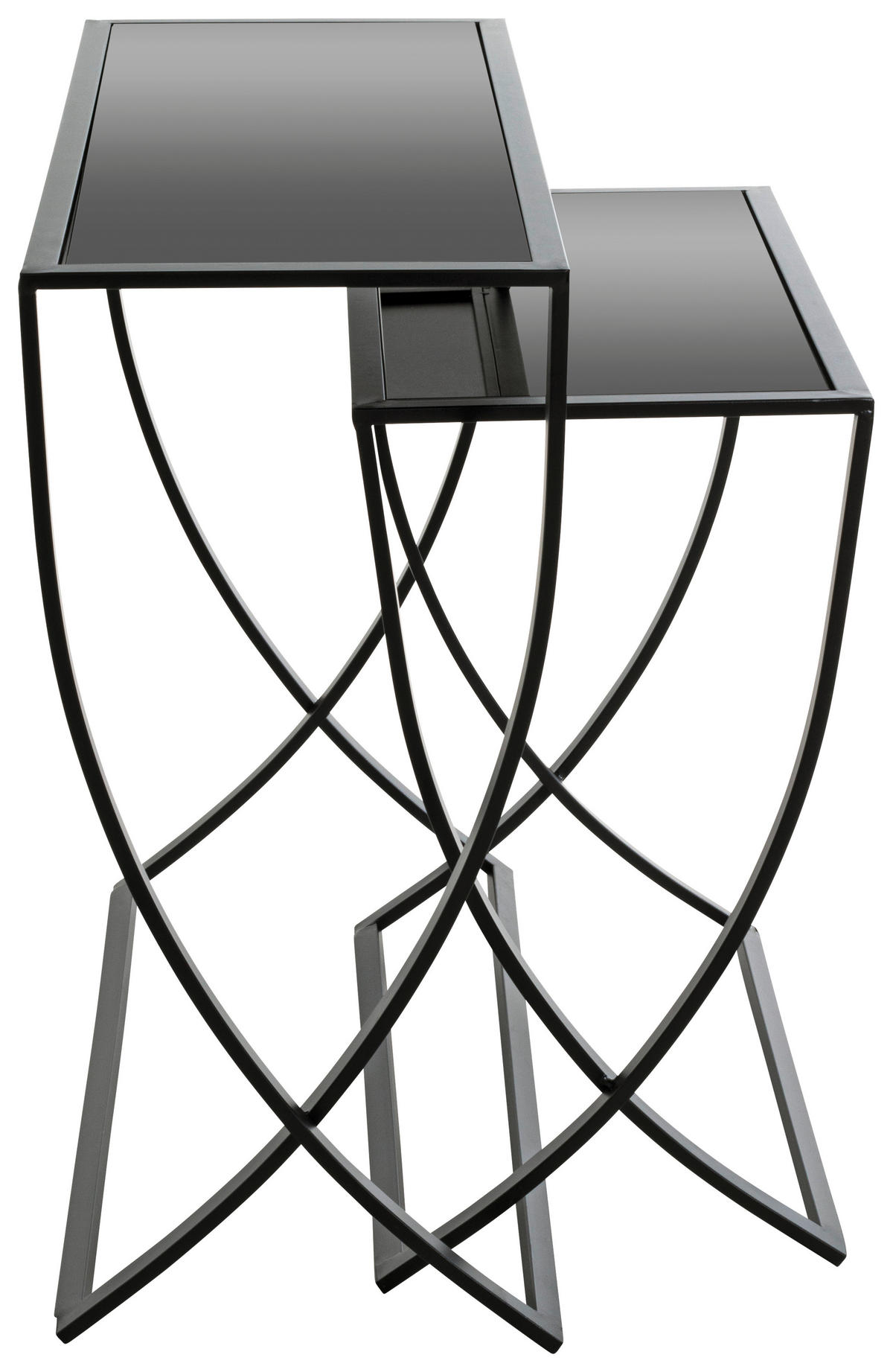 BEISTELLTISCHSET rechteckig Schwarz  - Schwarz, Design, Glas/Metall (60-80/30/55-65cm)