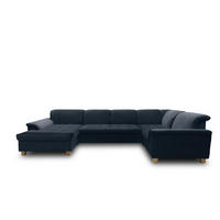 WOHNLANDSCHAFT Dunkelblau Mikrofaser  - Eichefarben/Dunkelblau, KONVENTIONELL, Holz/Textil (170/352/214cm) - MID.YOU