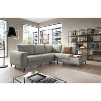 ECKSOFA in Webstoff Grau  - Eschefarben/Grau, Modern, Holz/Textil (260/90/204cm) - Trendmanufaktur