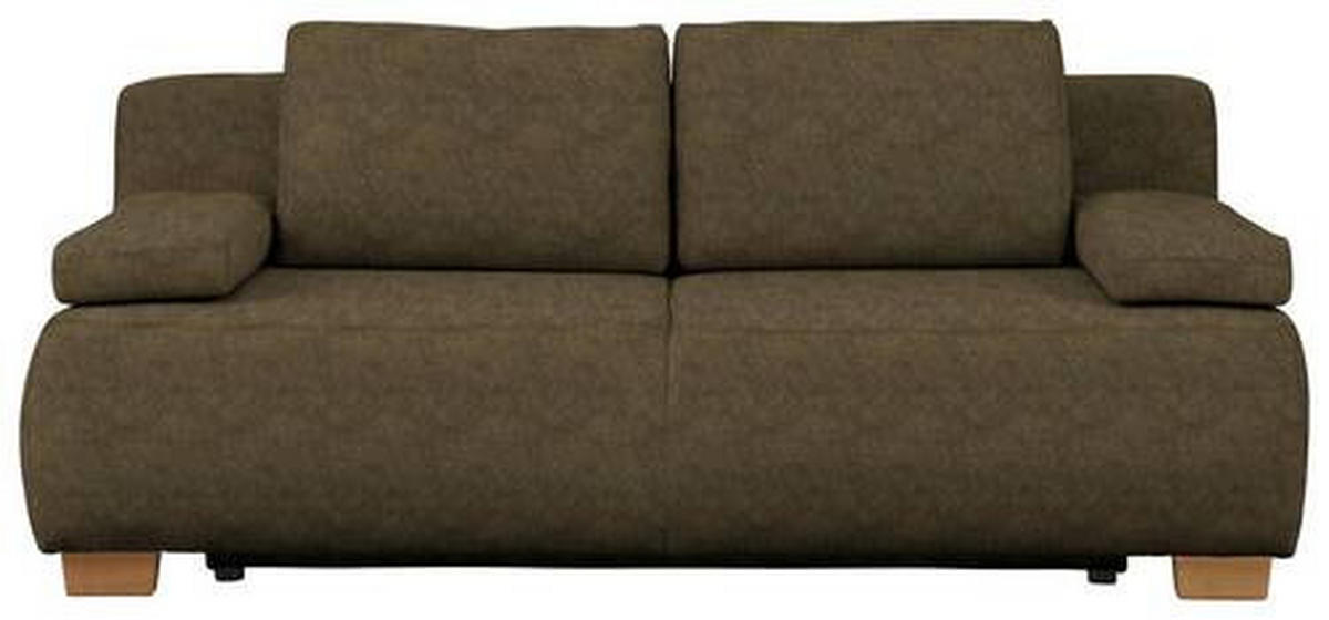 BOXSPRINGSOFA in Flachgewebe Grün  - Naturfarben/Grün, Modern, Holz/Textil (205/93/108cm) - Venda