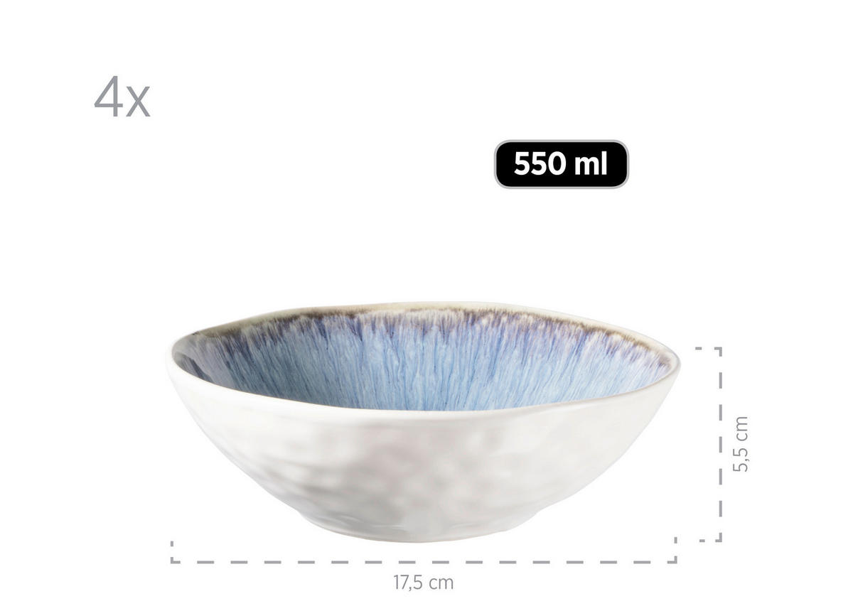 SCHÜSSELSET 4-teilig Frozen   - Blau, Basics, Keramik (17,5/5,5cm) - Mäser