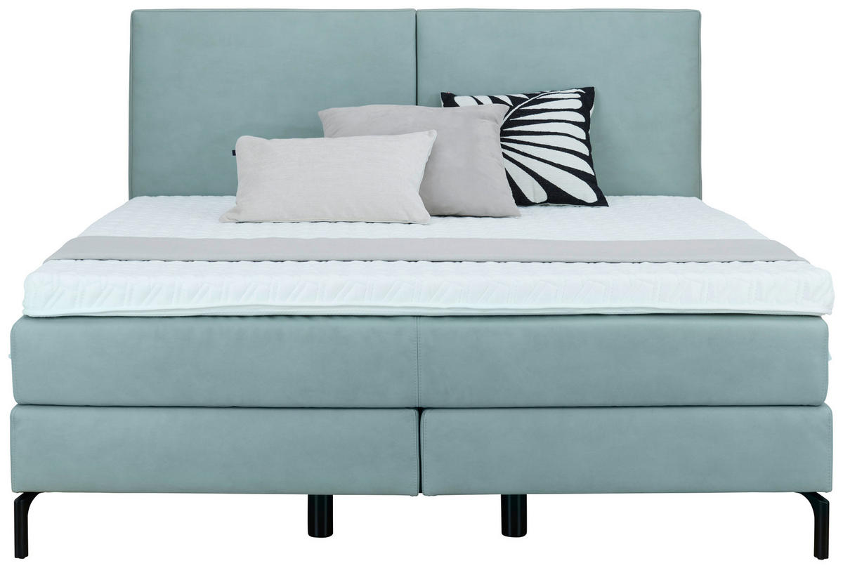 BOXSPRINGBETT 180/200 cm  in Jadegrün  - Jadegrün/Schwarz, KONVENTIONELL, Textil/Metall (180/200cm) - Dieter Knoll