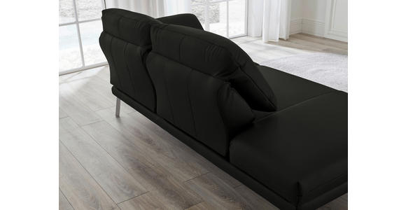 RÉCAMIERE in Echtleder Schwarz - Chromfarben/Schwarz, Design, Leder/Metall (209/85-109/95-16cm) - Dieter Knoll