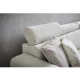 ECKSOFA inkl. Funktionen Weiß Samt  - Weiß/Bronzefarben, Design, Holz/Textil (261/206cm) - Venda