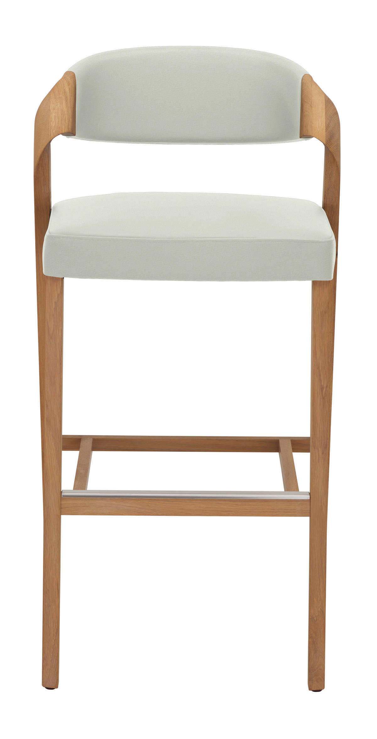 BARHOCKER Echtleder Weiß, Wildeiche Wildeiche massiv Lederauswahl  - Wildeiche/Weiß, Natur, Leder/Holz (52/103/52cm) - Voglauer