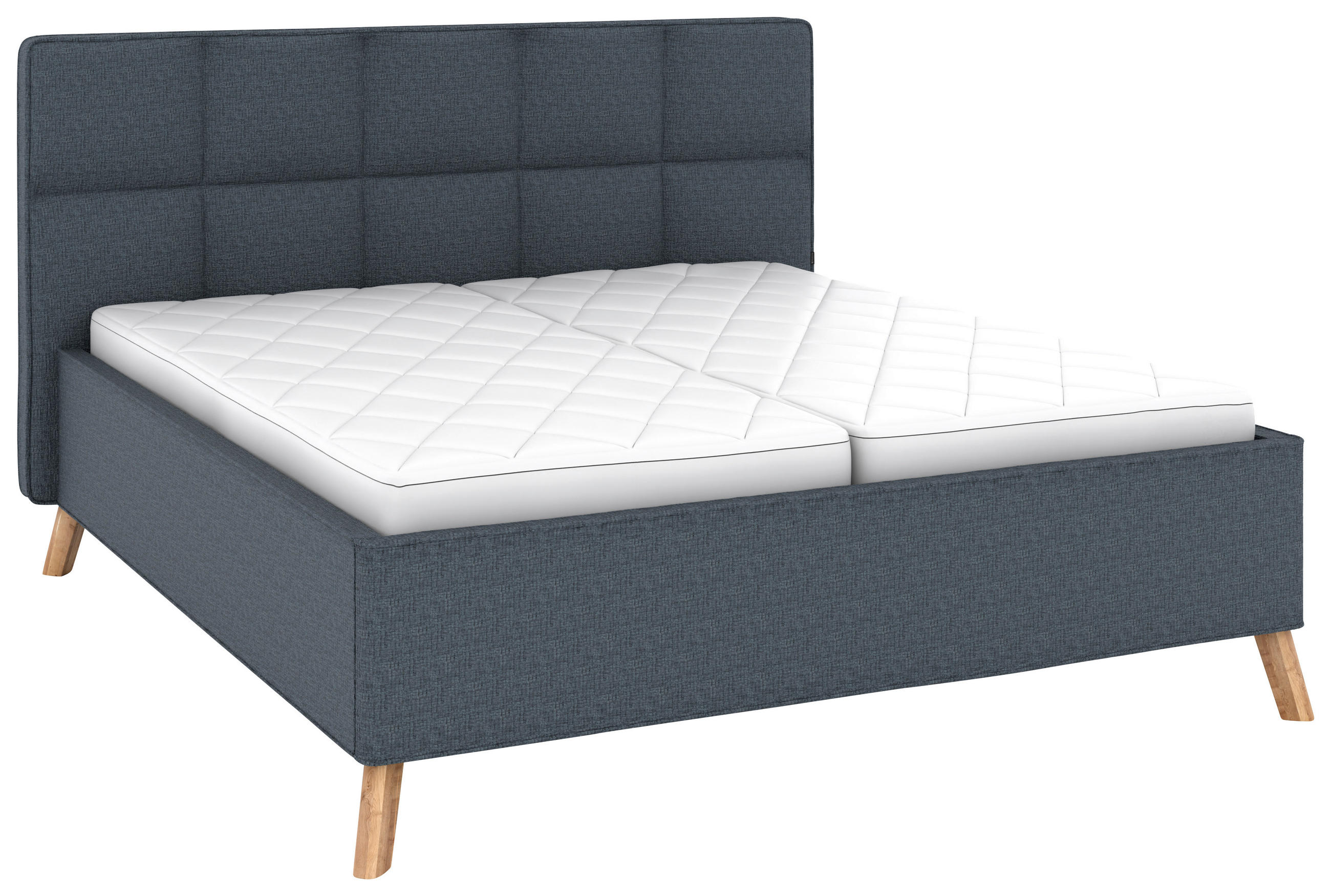 POLSTERBETT 180/200 cm,  in Dunkelblau, Bettkasten, motorische Verstellbarkeit, Fernbedienung, Lattenroste, Matratzen, H2 + H2 = mittel  - Schwarz/Weiß, KONVENTIONELL, Holz/Textil (180/200cm) - Musterring