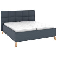 POLSTERBETT 180/200 cm,  in Dunkelblau, Bettkasten, motorische Verstellbarkeit, Fernbedienung, Lattenroste, Matratzen, H3 + H3 = fest  - Schwarz/Weiß, KONVENTIONELL, Holz/Textil (180/200cm) - Musterring