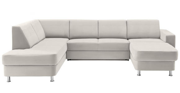 WOHNLANDSCHAFT  in Chenille Creme, Weiß  - Chromfarben/Creme, Design, Kunststoff/Textil (198/301/165cm) - Xora