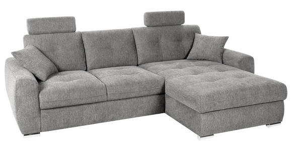 ECKSOFA in Mikrofaser Grau  - Chromfarben/Grau, MODERN, Kunststoff/Textil (276/193cm) - Hom`in