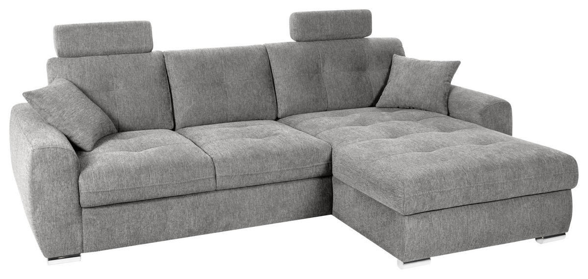 ECKSOFA in Mikrofaser Grau  - Chromfarben/Grau, Modern, Kunststoff/Textil (276/193cm) - Hom`in