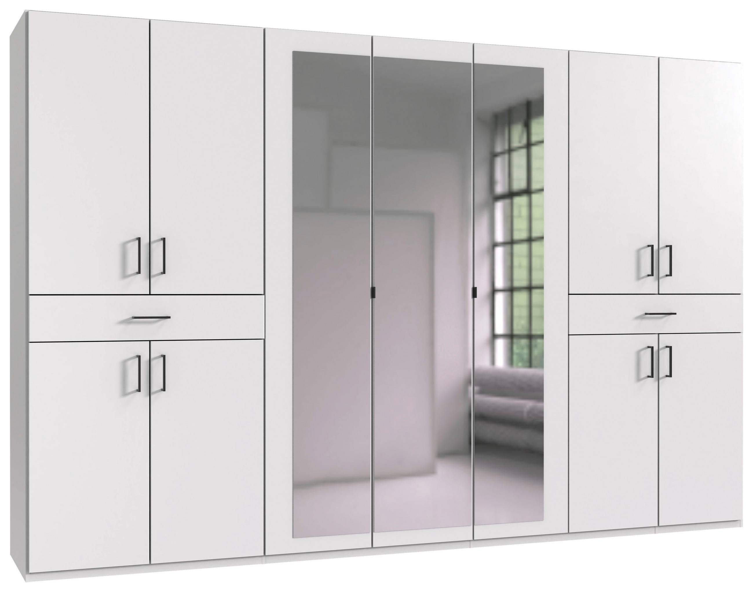 DREHTÜRENSCHRANK in Weiss  - Weiss/Schwarz, Konventionell, Glas/Holzwerkstoff (313/208/58cm) - Carryhome