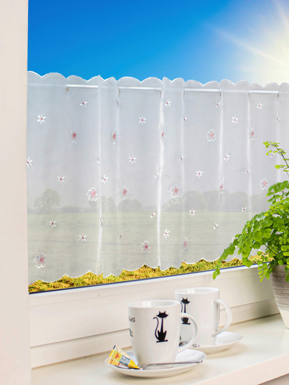 KURZGARDINE    153/44 cm  - Magenta/Weiß, Basics, Textil (153/44cm)