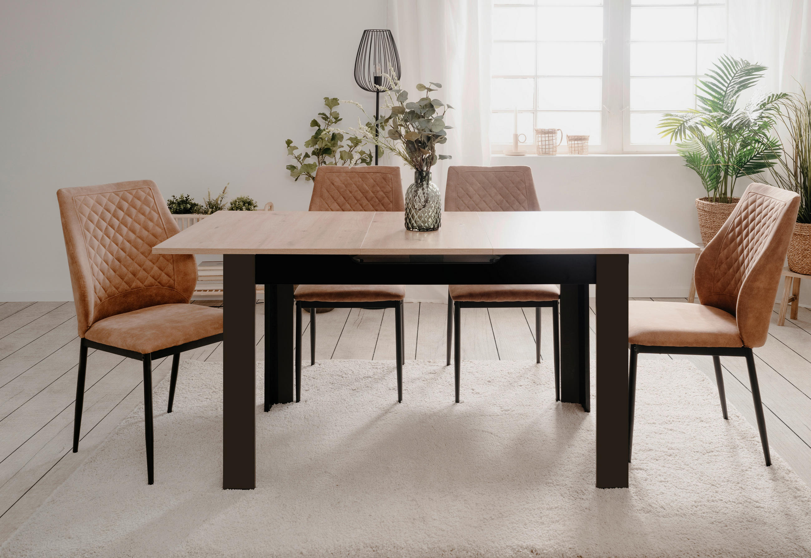 ESSTISCH in Holzwerkstoff 125-165/80/75 cm  - Schwarz/Eiche Artisan, Modern, Holzwerkstoff (125-165/80/75cm) - MID.YOU
