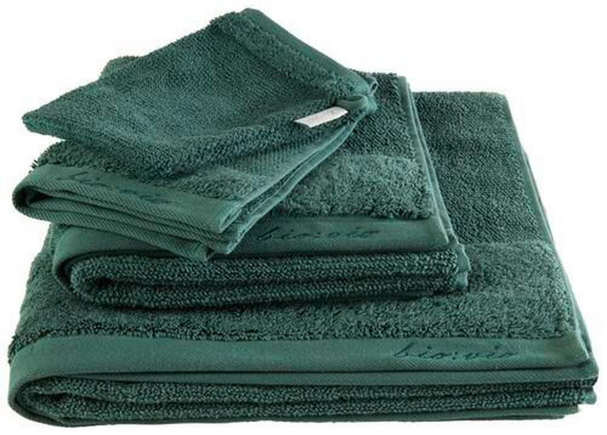 GÄSTETUCH BONITA Dunkelgrün 4-teilig 30/50 cm  - Dunkelgrün, Natur, Textil (30/50cm) - Bio:Vio