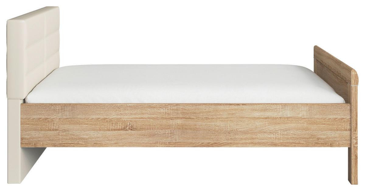 BETT 90/200 cm  in Champagner, Sonoma Eiche  - Champagner/Sonoma Eiche, Design, Textil (90/200cm) - Novel