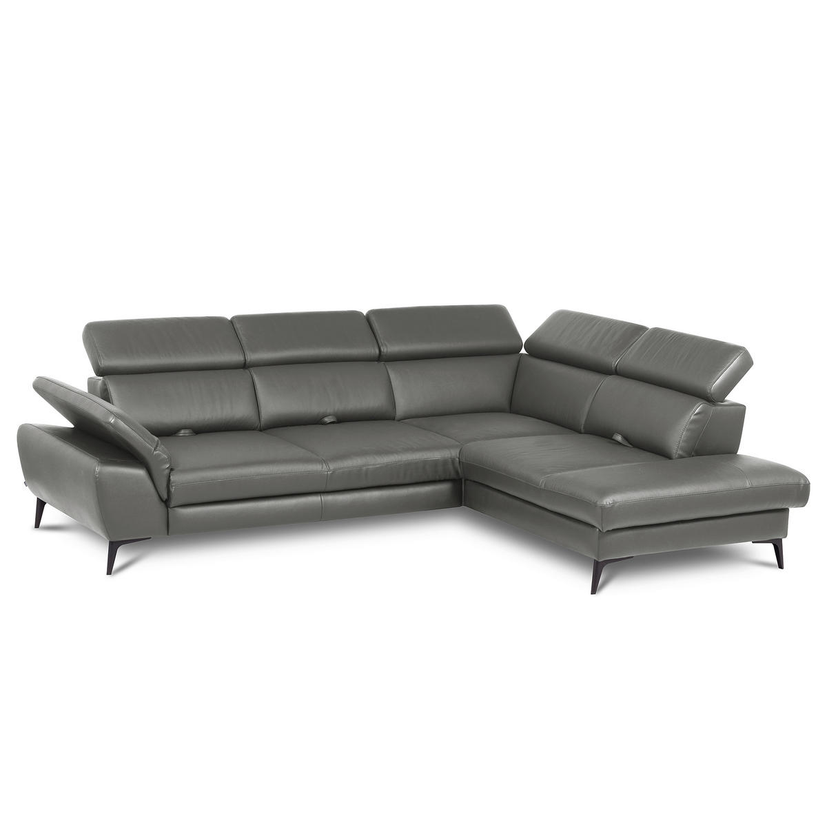 ECKSOFA  in Lederlook Echtleder Anthrazit  274/220 cm  - Anthrazit/Schwarz, Design, Leder/Textil (274/220cm) - Livetastic