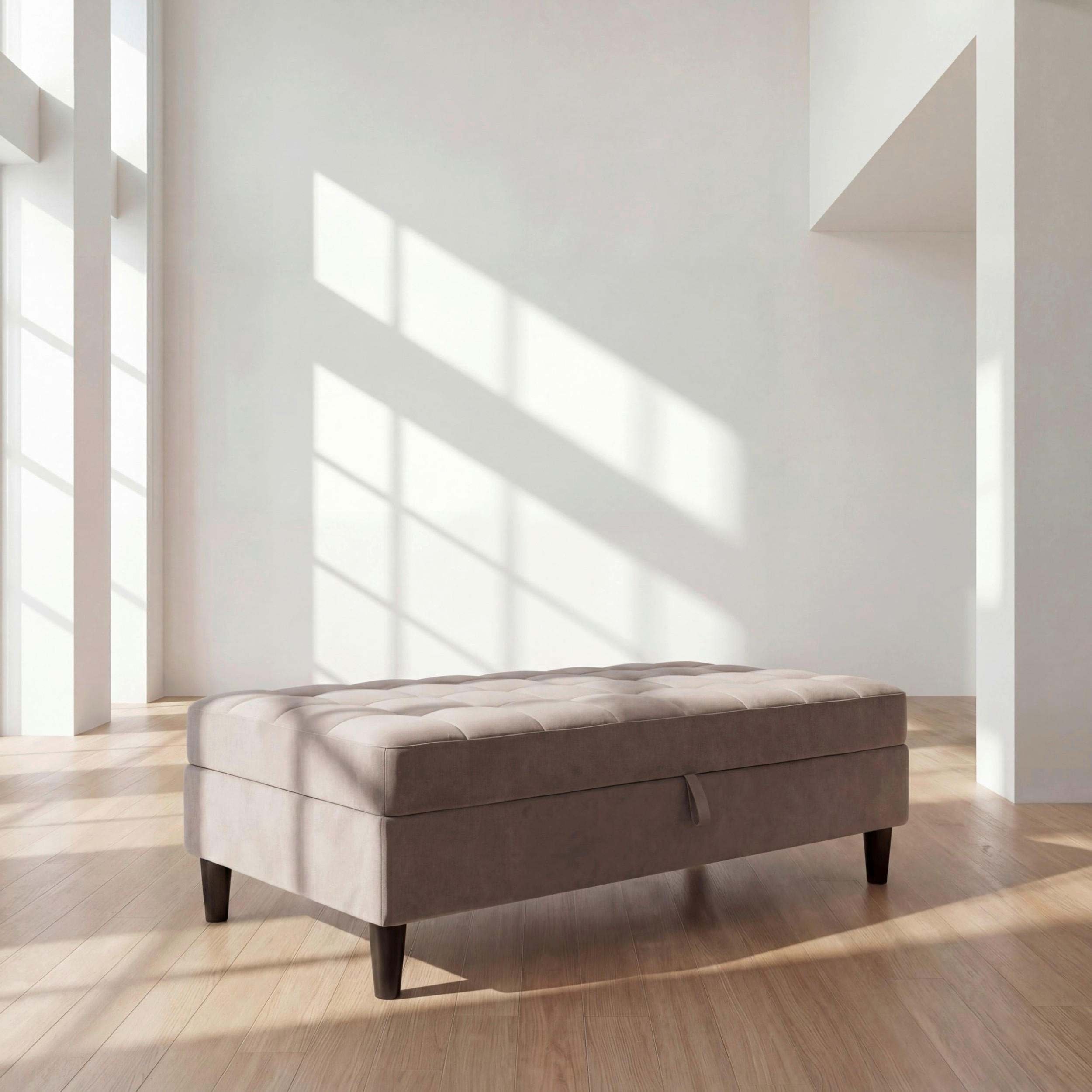 HOCKER PALERMO Velours Taupe  - Taupe/Schwarz, Basics, Kunststoff/Textil (130/43/69cm) - Livetastic