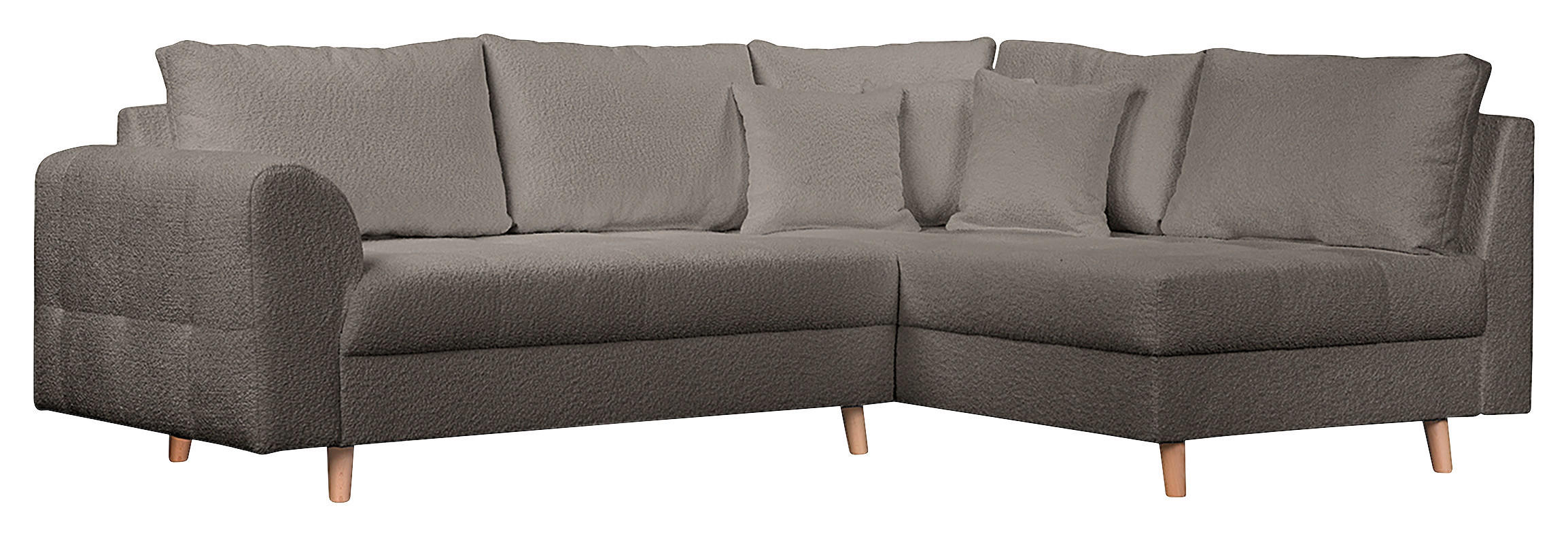 ECKSOFA Bouclé Dunkelgrau  - Dunkelgrau/Naturfarben, Design, Holz/Textil (231/161cm) - P & B