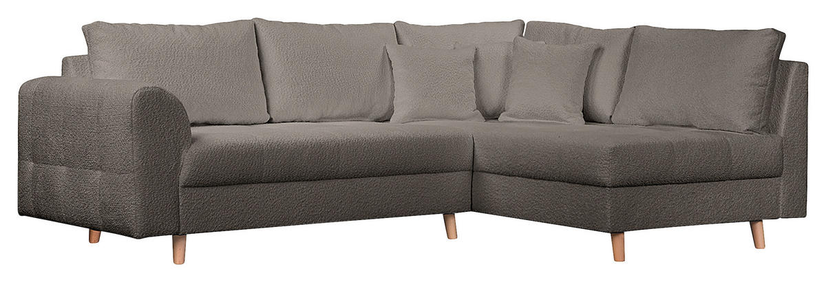 ECKSOFA Ariella in Bouclé Dunkelgrau  231/161 cm  - Dunkelgrau/Naturfarben, Design, Holz/Textil (231/161cm) - Livetastic