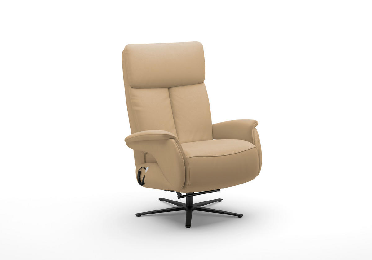 RELAXSESSEL TV TRIPLE SEVEN XTRA LARGE L3 Echtleder Kopfteilverstellung, Fußteilverstellung, Rücken echt    - Schwarz/Cappuccino, Basics, Leder/Metall (86/115/86cm) - Sit & More