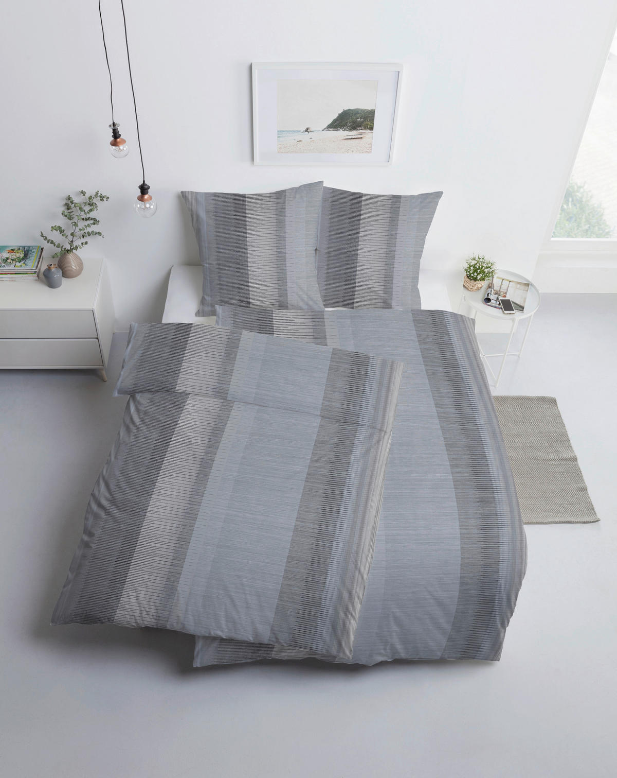 BETTWÄSCHE 2-teilig Atelier Flanell 135/200 cm  - Grau, Design, Textil (135/200cm) - Estella